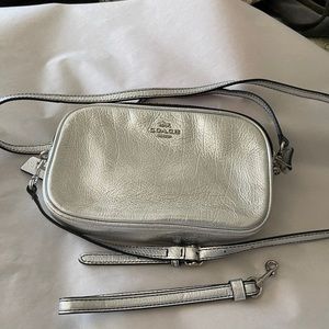 Coach silver small crossbody or wristlet bag
